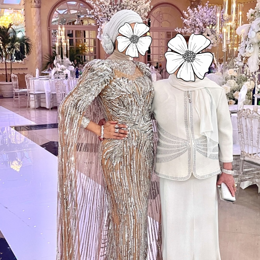 Gorgeous Silver Couture Cap Gown